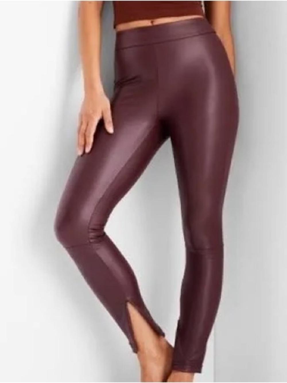 a new day Burgundy Faux Leather Skinny Pants